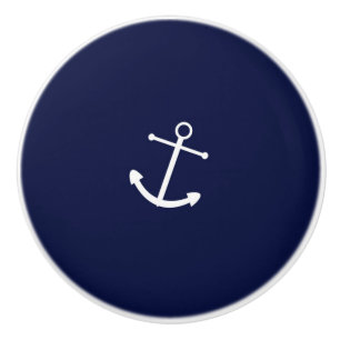 Bouton De Porte En Céramique Cabinet nautique de raboteuse d'Ancre de bleu
