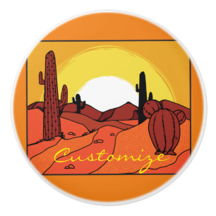 Bouton De Porte En Céramique Cactus du désert Sunset Thunder_Cove