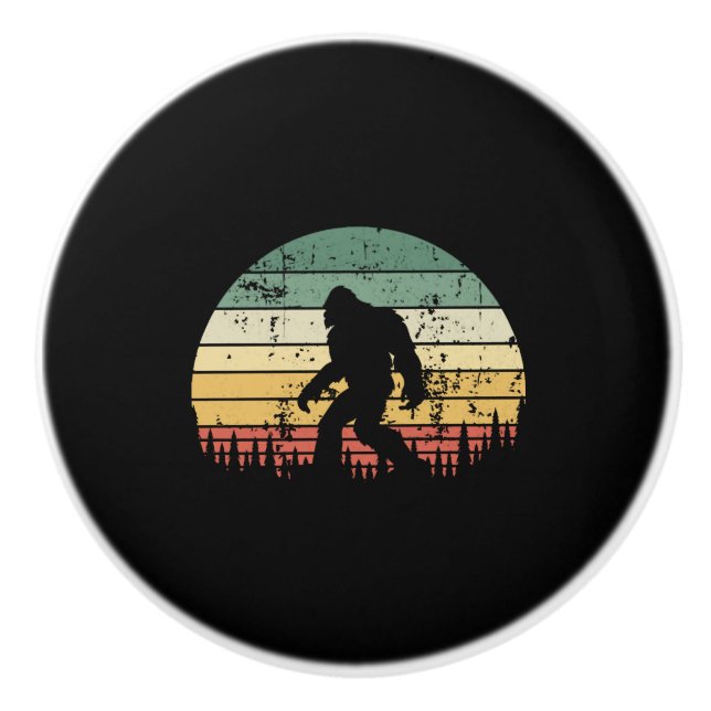 Bouton De Porte En Céramique Cadeau Bigfoot Retro Sunset (Devant)