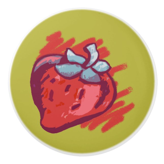 Bouton De Porte En Céramique Cadeaux fraises (Devant)