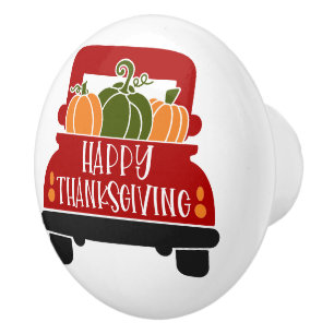 Bouton De Porte En Céramique Camion Thanksgiving