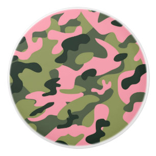 Bouton De Porte En Céramique Camouflage de l'armée verte rose Camo Dresser de c