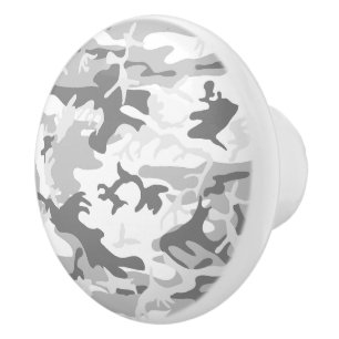 Bouton De Porte En Céramique Camouflage gris neige d'hiver, Militaire, Armée