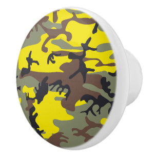 Bouton De Porte En Céramique Camouflage jaune et marron, Militaire, Armée