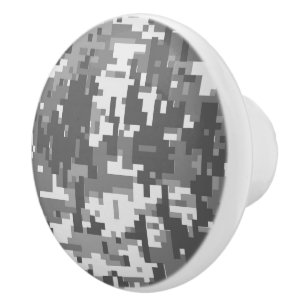 Bouton De Porte En Céramique Camouflage numérique gris urbain personnalisable