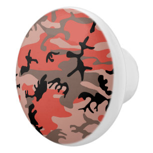 Bouton De Porte En Céramique Camouflage rouge et Brown, Armée