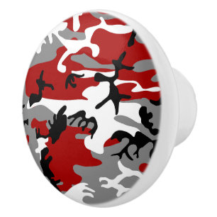 Bouton De Porte En Céramique Camouflage rouge et gris, Militaire, Armée