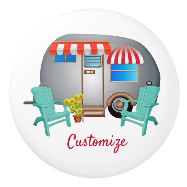 Bouton De Porte En Céramique Camper Caravane Teardrop Thunder_Cove  (Devant)