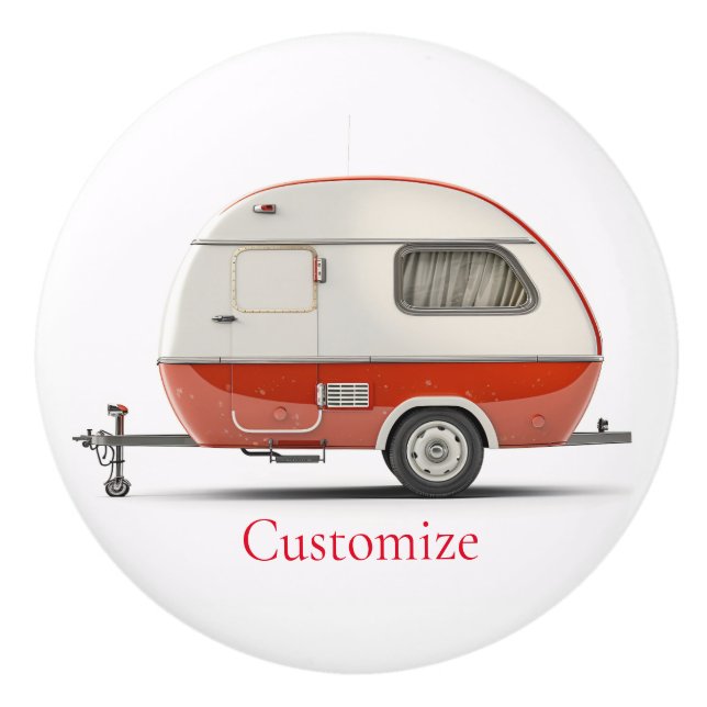 Bouton De Porte En Céramique Camper Teardrop Classic Retro Thunder_Cove (Devant)