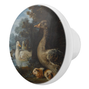 Bouton De Porte En Céramique Canards Cochons de Guinée et un lapin dans un pays