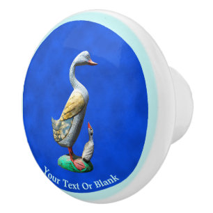 Bouton De Porte En Céramique Canards patinés en bois