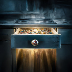 Bouton De Porte En Céramique Canards Widgeon américains sur une roche