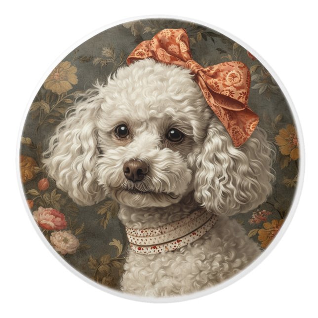 Bouton De Porte En Céramique Caniche précieux  (Devant)