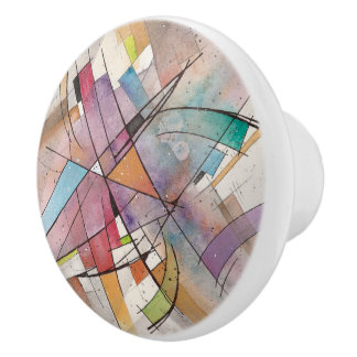 Bouton De Porte En Céramique CANTATA en TONALITÉ PASTELLEUSE Art Abstrait