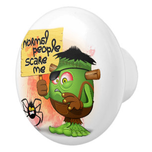 Bouton De Porte En Céramique Caractère Frankenstein de 'Normal People Scare Me'