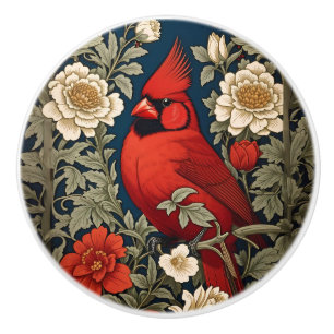 Bouton De Porte En Céramique Cardinal du Nord Floral Inspiré de William Morris