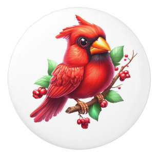 Bouton De Porte En Céramique Cardinal redbird