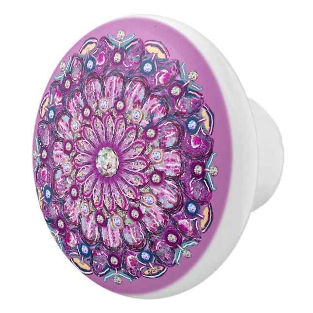 Bouton De Porte En Céramique Cardinal rouge Rosace (Droite)