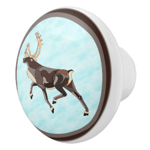 Bouton De Porte En Céramique Caribou/Reindeer d'art populaire