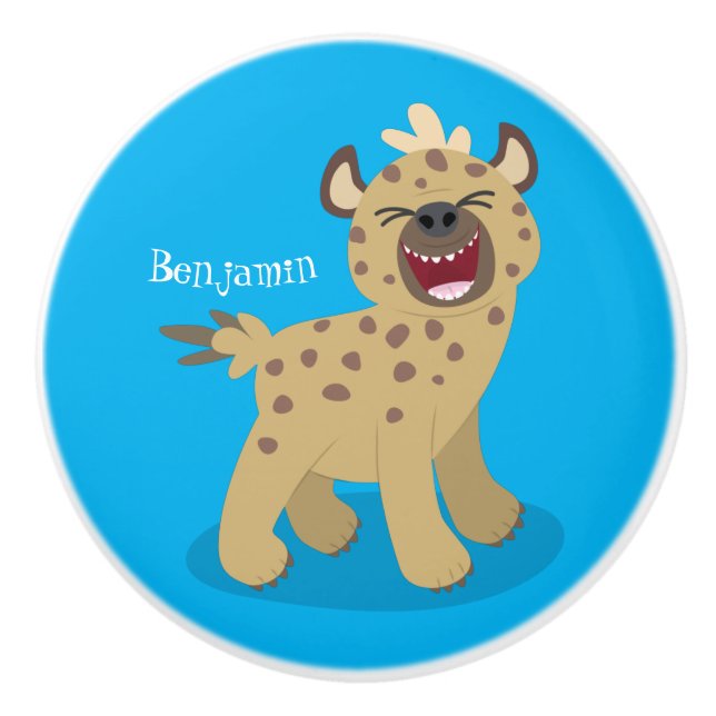 Bouton De Porte En Céramique Caricature amusante hyena riant illustration (Devant)