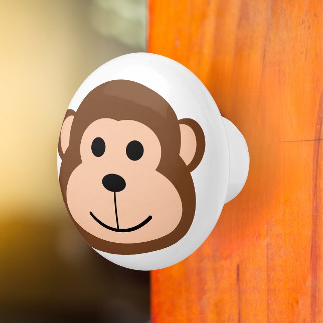 Bouton De Porte En Céramique Caricature animalière du singe mignon sauvage d'un (Créateur téléchargé)