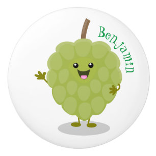 Bouton De Porte En Céramique Caricature de chérimoya à la crème anglaise