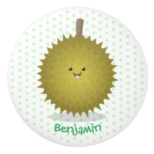 Bouton De Porte En Céramique Caricature de durian joyeux