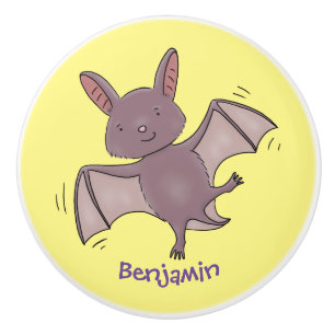 Bouton De Porte En Céramique Caricature de vol de chauve-souris