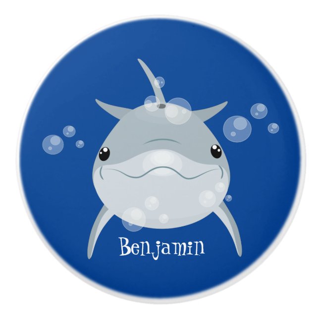 Bouton De Porte En Céramique Caricature joli dauphin kawaii kawaii (Devant)