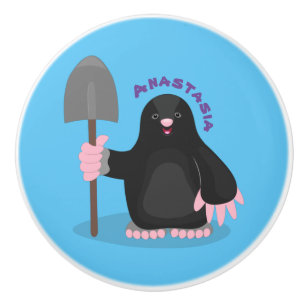 Bouton De Porte En Céramique Caricature mole joyeux