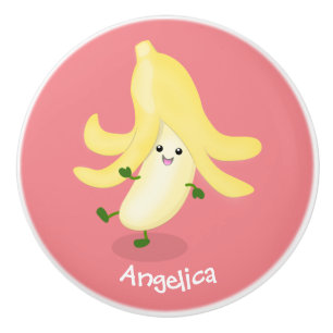 Bouton De Porte En Céramique Caricature sur la banane de Cute kawaii