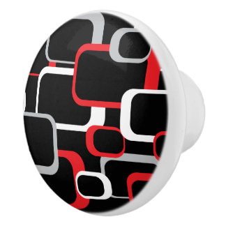 Bouton De Porte En Céramique Carré noir rouge gris blanc rétro Arrière - plan n