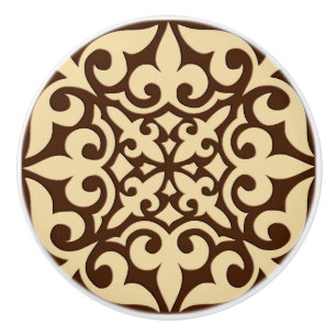 Bouton De Porte En Céramique Carrelage marocain - chocolat et beige