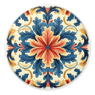 Bouton De Porte En Céramique Carrelage orange bleu italien