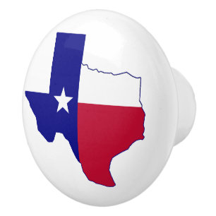 Bouton De Porte En Céramique Carte du drapeau du Texas