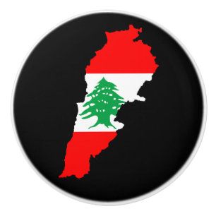 Bouton De Porte En Céramique Carte du Liban avec drapeau