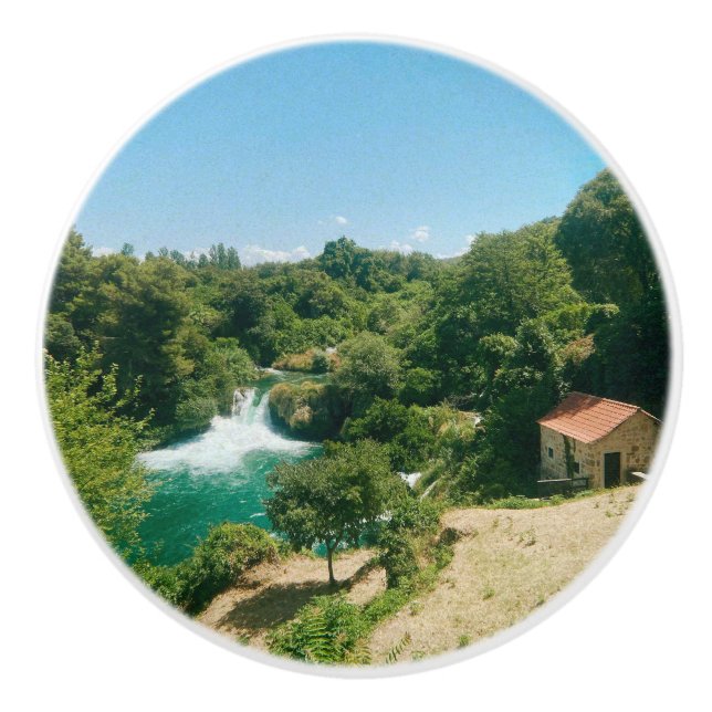 Bouton De Porte En Céramique Cascades de Krka - Parc national de Krka - Croatie (Devant)