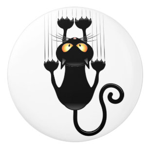 Bouton De Porte En Céramique Cat Falling down fun dessin personnage