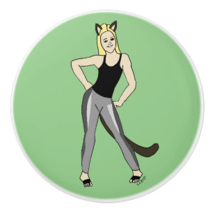 Bouton De Porte En Céramique catgirl