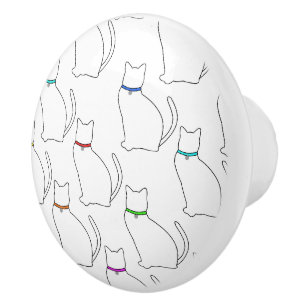 Bouton De Porte En Céramique Cats et colliers Ceramic Knows
