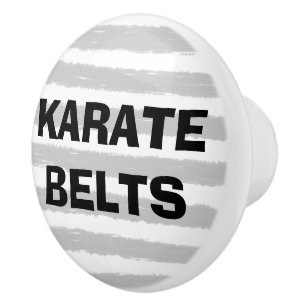 Bouton De Porte En Céramique Ceintures de karaté rayures grises et blanches aqu