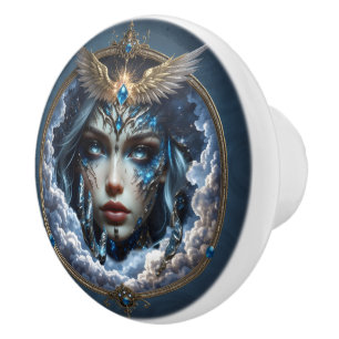 Bouton De Porte En Céramique Célestia – Gardienne du Ciel Infini.