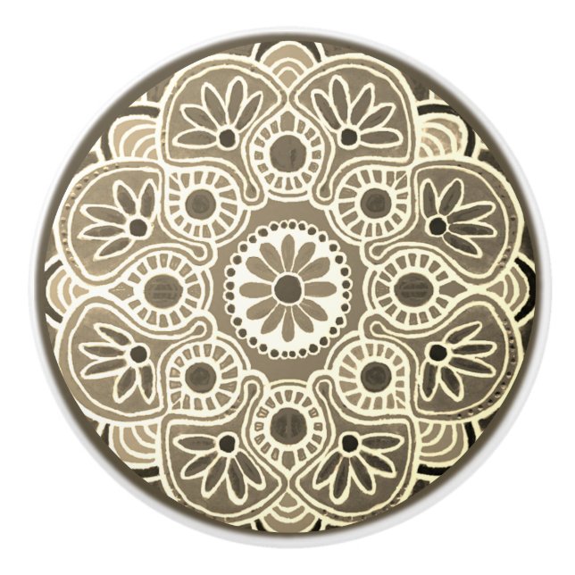 Bouton De Porte En Céramique Ceramic Brown et bronzé brassard (Devant)