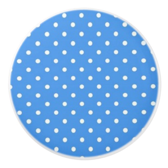Bouton De Porte En Céramique Ceramic Knob/Blanc Pois-Bleu Arrière - plan (Devant)