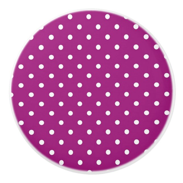 Bouton De Porte En Céramique Ceramic Knob/Blanc Pois-violet Arrière - plan (Devant)