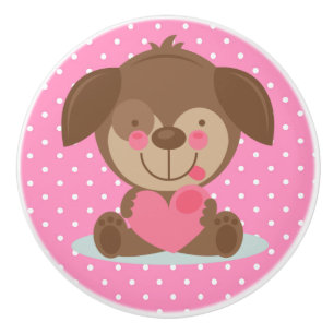 Bouton De Porte En Céramique Ceramic Knob/Cute Bear avec Pois