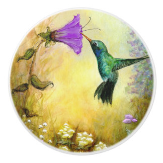 Bouton De Porte En Céramique Ceramic Knob "Hummingbird"