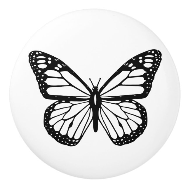 Bouton De Porte En Céramique Ceramic Knob - Papillon noir et blanc (Devant)