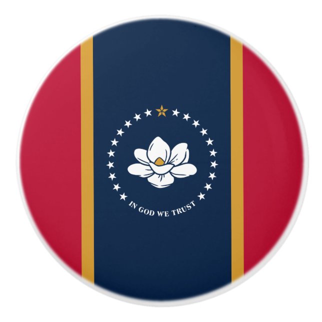 Bouton De Porte En Céramique Ceramic knob pull with flag of Mississippi State (Devant)