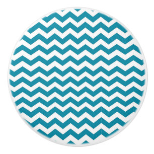 Bouton De Porte En Céramique Ceramic Knob/Turquoise Chevron